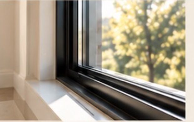 Window frame and track with sunlight